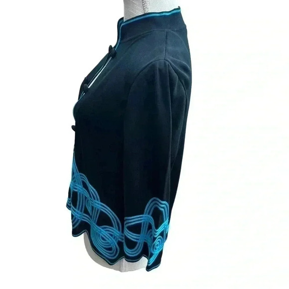 MING WANG WOMEN’S BLACK AND GREEN LUXURY SWEATER•SIZE M•GREAT QUALITY• - Picture 3 of 12